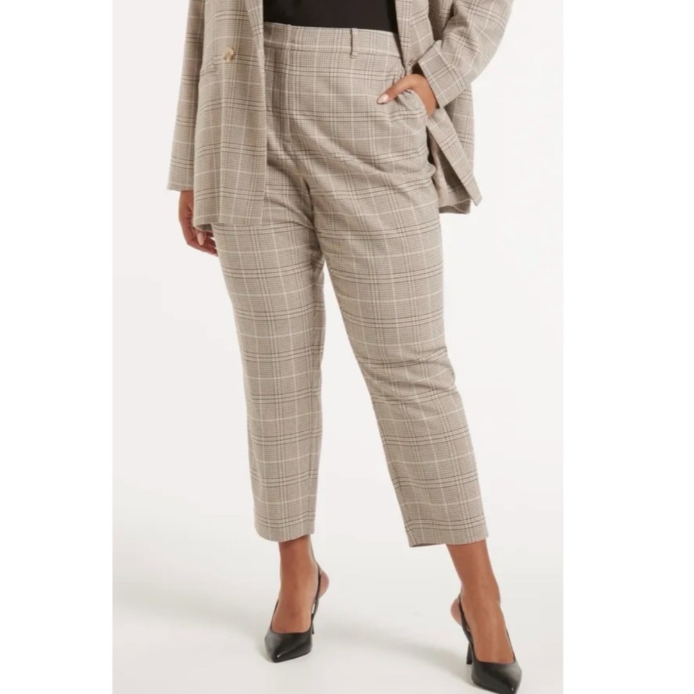 Ever New Curve Plaid Slim Pants US 16 – Grace 7/8 Tailored Trousers NWT Beige